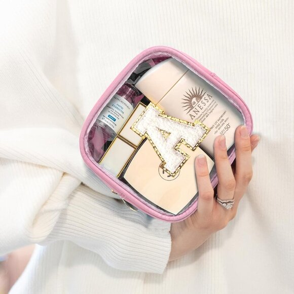 Initial Mini Makeup Bag | Make Up Bag Travel Toiletry Bag | Clear Makeup Bag | P - Picture 5 of 7